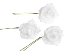 Hlavička pěnové růže na drátku 7cm/dl.25cm - 12ks