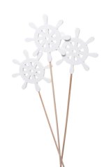 Letní dekorace dřevěné kormidlo, kormidlo 7cm, zápich 20cm - 6ks