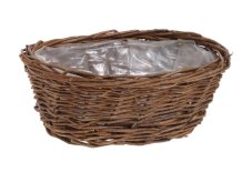 Proutěný obal na květináč oválný 20 × 12 × 8 cm – hnědý