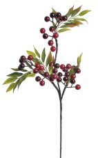 Umělá větvička hlohu s červenými plody 55 cm