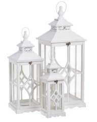 Dřevěná dekorativní lampa 15,5cmLx15,5cmWx44,5cmH, 23cmLx23cmWx60,5cmH, 31cmLx31cmWx79cmH - set 3ks