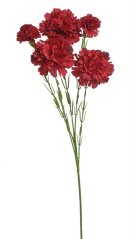 Umělý rozkvetlý mini karafiát karafiát s 3 květy a 2 poupaty, květ Ø7cm/dl.58cm