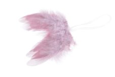 Závěsná křídla z přírodního barveného peří, 10 cm, 4ks - růžové