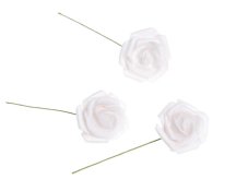 Hlavička pěnové růže na drátku 3,5/10cm - 12ks