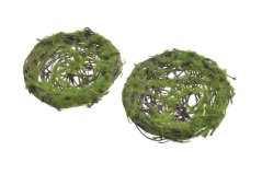 Dekorace proutěné hnízdo s umělým mechem 7,5cm∅, 1,5cmH - 2ks
