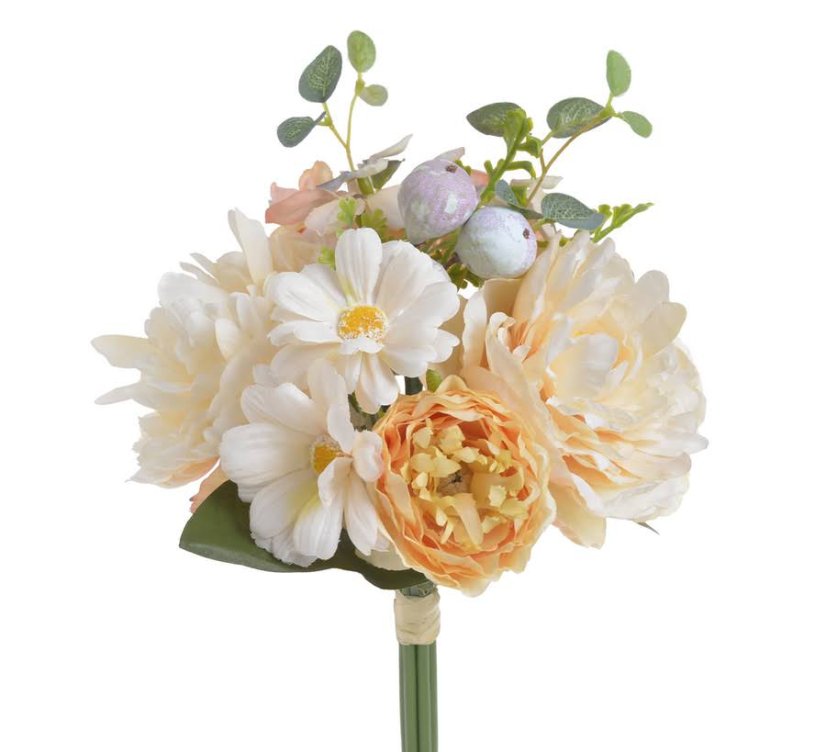 Kytice míchaná z umělých pivoňek, růží a hortenzií dl. 35cm