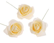 Hlavička pěnové růže na drátku Ø 6cm/dl.8cm - 8ks
