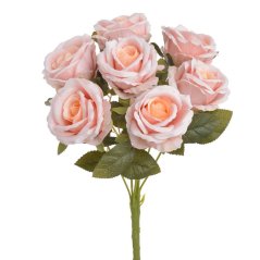 Kytice umělých růží, 7 květů, květ Ø 8cm, dl. celkem 43cm