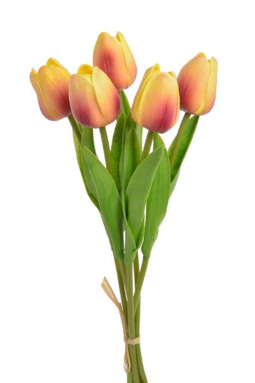 Svazek pěnových tulipánů s listy dl. 32cm - 5ks