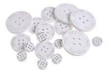 Dřevěné knoflíky různé velikosti 2,5/5/7cm bílé 18ks výsek