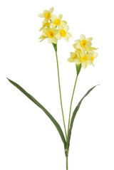 Umělá jarní květina narcis 2 stonky 6 věty a poupata dl. 54cm