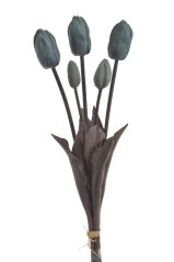 Svazek tulipánů s listy, 5 ks (3 květy + 2 poupata) 46 cm, barva 03