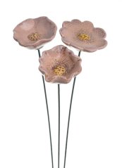 Dekorace keramický kvítek na drátku (5,1cmL x 4,9cmW x 2,9cmH)