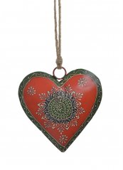 Dekorace - plechové barvené srdce s ornamenty 16x15cm..15,5cmLx4cmWx15,5cmH