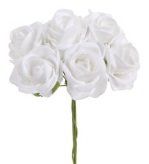 Pěnové růže na drátku, hlavička 8cm, drátek 25cm - 6 ks