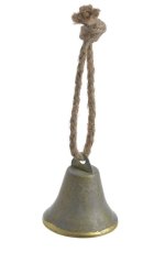 Dekorace kovový zvonek 6,5cmØ x 6,5cmH +12cmL
