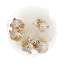 Dekorace sedící sova - polyresin 2,5cm - 5ks