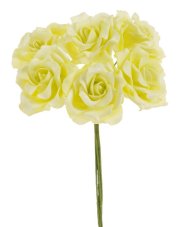 Hlavička pěnové růžičky na drátku Ø 6cm, drátek 25cm - 6ks