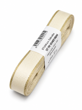 Rypsová stuha se zlatým lemem 15 mm × 10 m – krémová