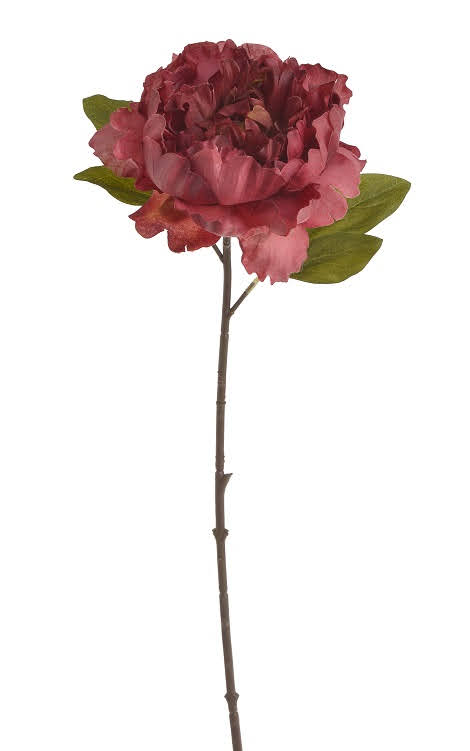Umělá pivoňka na stonku s listem, květ Ø 15cm, dl.53cm