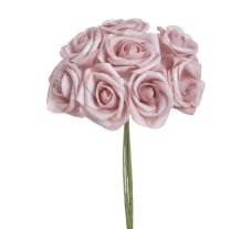 Svazek hlaviček pěnových růží na drátku Ø6cm/dl.25cm - 8ks