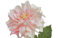 Umělá dahlia na stonku 1 květ s listy, hlavička Ø 12cm, dl. 63cm
