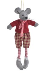Dekorace plyšová myš 2 druhy - 32cmH - závěs