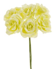 Hlavička pěnové růžičky na drátku Ø 6cm, drátek 25cm - 6ks