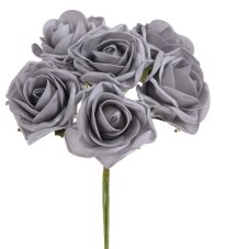 Pěnové růže na drátku, hlavička 8cm, drátek 25cm - 6 ks