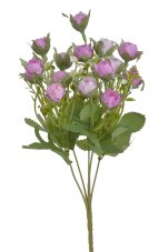 Umělá kytice mini ranunculusů 5 větviček s lístky a doplňky, 15 květů dl. 33cm