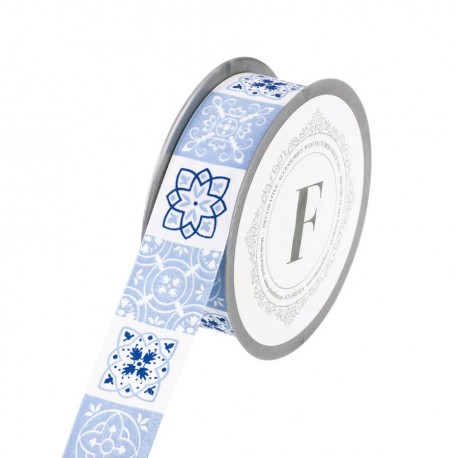 Tkaná stuha se vzorem 3,5cm/dl.5m - modrá světlá