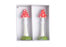 Vysoké muchomůrky v mechu 2 ks 2,5 x 2,5 x 7,9 cm