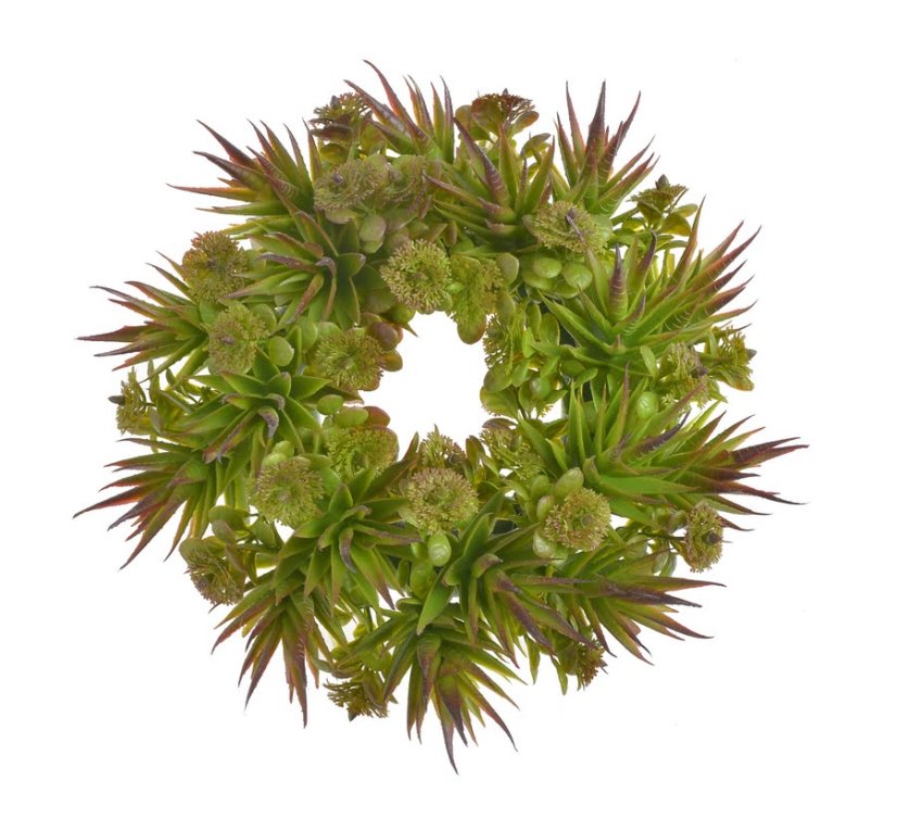 Dekorační věnec ze sukulentů a větviček travin Ø 34cm
