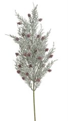 Vánoční dekorace posněžená větev thuje se šiškami, dl. 65cm