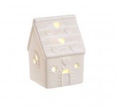 Dekorace porcelánový domek s LED osvětlením  5cmLx5cmWx7,5cmH