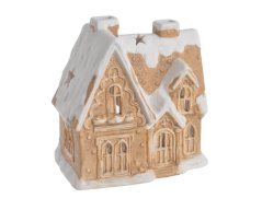 Dekorace svícen na light svíčku ve tvaru domku 13cmLx9cmWx13,5cmH