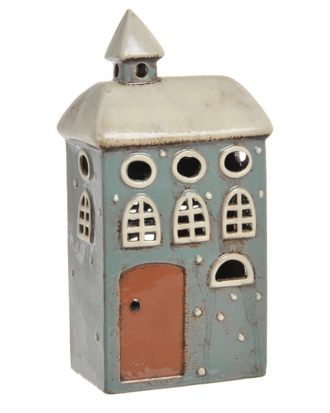 Dekorace svícen na light svíčku ve tvaru domku 14 x 9 x H28cm