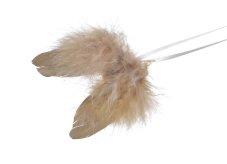 Závěsná křídla z přírodního barveného peří, 10 cm, 6 ks - světle hnědá
