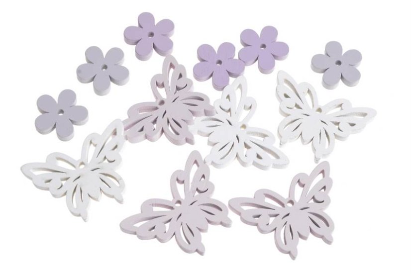 Motýli a kvítky - mix, 12 ks