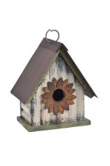 Jarní dekorace dřevěná ptačí budka  - závěs 17cmLx12cmWx20cmH