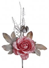 Zápich umělé růže s přízdobami, květ Ø 8cm, zápich celkem 25cm _55