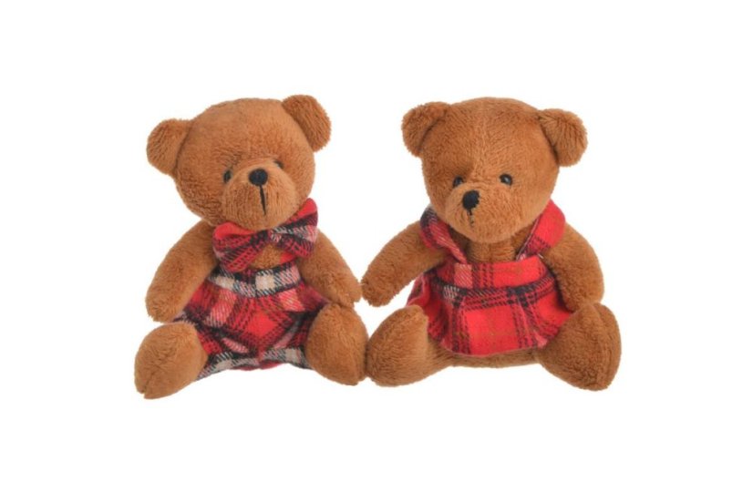 Dekorace plyšový sedící medvěd 10cmLx7cmWx11cmH - 2ks