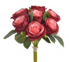 Růže s listy, svazek 9 stonků, dl. 30 cm, barva 01