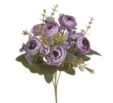 Kytice umělých ranunculusů s doplňky, květ Ø 4 cm, dl. 28cm