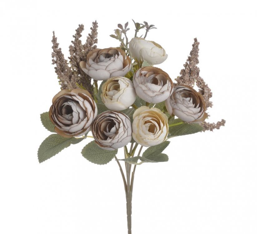 Kytice umělých kamélií s doplňky, květ Ø 4 cm, dl. 23cm