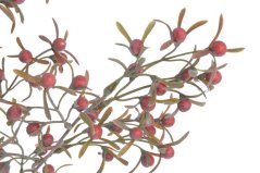Umělá převislá větev s lístky a plody hlohu dl. 82cm