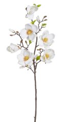 Větvička umělé magnolie s listy 4 květy + 2 poupata, dl. 116cm