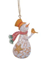 Vánoční dekorace kovový sněhulák  6,5-8cmLx0,5cmWx10cmH