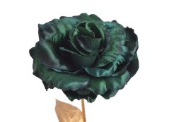 Kvetoucí umělá růže na barveném stonku s listy, hlavička Ø 10cm, dl.70cm