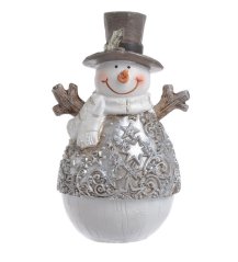 Dekorace sněhulák v klobouku H15cm